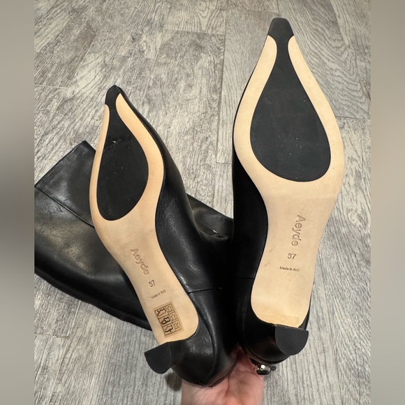 NEW Aeyde black leather Zazie kitten heel knee high boots - Picture 7 of 8